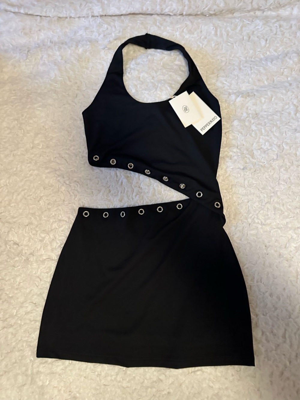 Peppermayo Black Halter Mini with Tag Detail